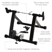 Soozier Indoor Bike Trainer Magnetic Bicycle Stand with Quick Release Skewer, 5 Levels Resistance, Black(m-5)