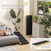 PawHut Adjustable Dog Ramp for Bed, Sofa, with Non-Slip Surface, Folding Dog Stair for Small, Medium, Large Dogs(m-7)