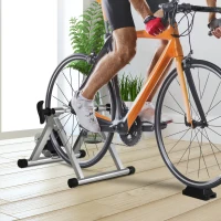 Soozier Bike Trainer Magnetic Bicycle Stand Indoor Exerciser w/ Quick Release Skewer, 5 Levels Resistance Silver(m-1)