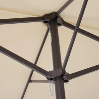 Outsunny 15' Outdoor Patio Umbrella with Twin Canopy Sunshade Steel Table Umbrella with Lift Crank Beige(m-11)