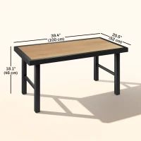 Outsunny Outdoor Side Table with SPC Woodgrain Tabletop, Metal Patio Coffee Table for Outside Garden, Brown(m-3)