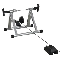 Soozier Bike Trainer Magnetic Bicycle Stand Indoor Exerciser w/ Quick Release Skewer, 5 Levels Resistance Silver(m-7)