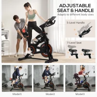 Soozier Exercise Bike, Flywheel Indoor Stationary Bike, Adjustable Height and Resistance, with LCD Monitor, Comfortable Seat Cushion, 264 lbs Capacity, Black and Red(m-5)