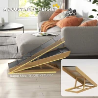 PawHut Adjustable Dog Ramp for Bed, Sofa, with Non-Slip Surface, Folding Dog Stair for Small, Medium, Large Dogs(m-5)