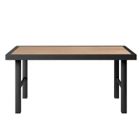 Outsunny Outdoor Side Table with SPC Woodgrain Tabletop, Metal Patio Coffee Table for Outside Garden, Brown(m-12)