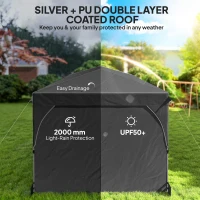 Outsunny 10 x 20 ft Pop Up Canopy Tent with Reflective Strips, UPF 50+ Easy up Instant Canopy with 6 Sandbags, Black(m-9)