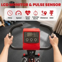 Soozier 3 in 1 Folding Exercise Bike, Foldable Stationary Bike with 8-Level Magnetic Resistance, Adjustable Seat, Red(m-4)