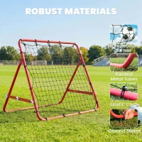 HOMCOM Volleyball Rebounder Net Football Training Aid Kickback Target Play Red(m-4)