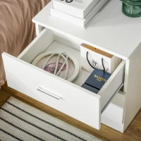 HOMCOM Bedside Table with 2 Drawers, Modern Nightstand for Bedroom, White(m-12)