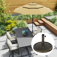 Outsunny Round Patio Umbrella Base, 26 lbs Resin Umbrella Stand Base, Heavy Duty Patio Umbrella Holder, Bronze(m-8)