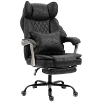 HOMCOM Executive Office Chair, Leathaire Big and Tall Office Chair 400 lbs with Wide Seat, Reclining, Lumbar Support, Black(m-2)