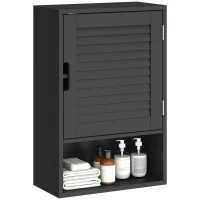 HOMCOM Bathroom Cabinet, Wall Mounted Storage Cabinet with Adjustable Shelves, 40 x 20 x 60 cm, Black(m-9)