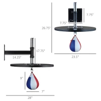 Soozier Speed Bag Boxing Punching Bag Wall Mount Height Adjustable, MMA, Martial Arts, and Boxing Equipment for Training at Home, Heavy-Duty Steel Platform, Strong PVC Leather, 9" H x 7" Dia.(m-3)