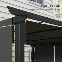 Outsunny 10' x 12' Metal Pergola, Outdoor Pergola with Retractable Canopy, for Garden, Patio, Backyard, Deck(m-6)
