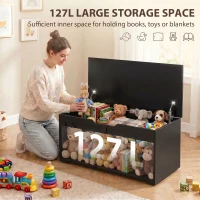HOMCOM 39.4 Inches Storage Chest, Storage Trunk with 2 Safety Hinges for Living Room, White Wood Grain(m-4)