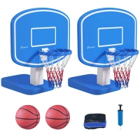 Soozier 2-in-1 Pool Basketball Hoop Poolside & Volleyball Set, Portable Basketball Hoop with Fillable Base(m-9)