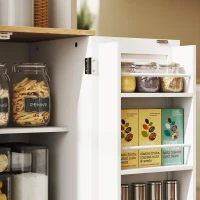 HOMCOM 68" Pantry Cabinet with Charging Station, Kitchen Storage Cabinet with Microwave Stand, 4 Door Racks, White(m-11)