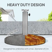 Outsunny Round Patio Umbrella Base, 26 lbs Resin Umbrella Stand Base, Heavy Duty Patio Umbrella Holder, Bronze(m-5)