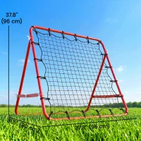 HOMCOM Volleyball Rebounder Net Football Training Aid Kickback Target Play Red(m-3)