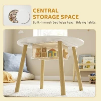 Qaba 3 Pieces Kids Table and Chair Set, Activity Table and Chair Set with Cloud-Shaped Chairs, Mesh Bag(m-5)