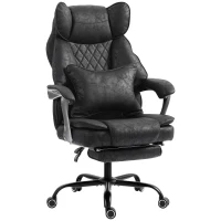 HOMCOM Executive Office Chair, Leathaire Big and Tall Office Chair 400 lbs with Wide Seat, Reclining, Lumbar Support, Black(m-13)