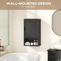 HOMCOM Bathroom Cabinet, Wall Mounted Storage Cabinet with Adjustable Shelves, 40 x 20 x 60 cm, Black(m-6)