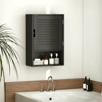 HOMCOM Bathroom Cabinet, Wall Mounted Storage Cabinet with Adjustable Shelves, 40 x 20 x 60 cm, Black(m-8)