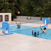 Soozier 2-in-1 Pool Basketball Hoop Poolside & Volleyball Set, Portable Basketball Hoop with Fillable Base(m-8)