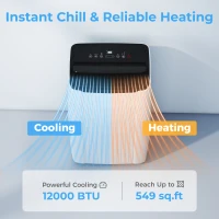 HOMCOM 12000 BTU 5-in-1 Portable Air Conditioner with Cool, Heat, Dehumidifier, Fan, Sleep, WiFi Voice Control, White(m-4)