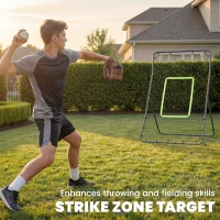 Soozier 4 x 5.7ft Volleyball Rebounder Net with Strike Zone, Baseball Lacrosse Training Net for Pitching and Fielding(m-5)
