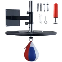Soozier Speed Bag Boxing Punching Bag Wall Mount Height Adjustable, MMA, Martial Arts, and Boxing Equipment for Training at Home, Heavy-Duty Steel Platform, Strong PVC Leather, 9" H x 7" Dia.(m-1)