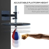 Soozier Speed Bag Boxing Punching Bag Wall Mount Height Adjustable, MMA, Martial Arts, and Boxing Equipment for Training at Home, Heavy-Duty Steel Platform, Strong PVC Leather, 9" H x 7" Dia.(m-4)
