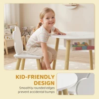 Qaba 3 Pieces Kids Table and Chair Set, Activity Table and Chair Set with Cloud-Shaped Chairs, Mesh Bag(m-6)