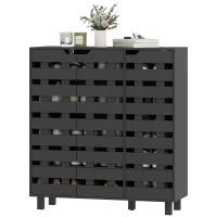 HOMCOM Shoe Cabinet, 17-20 Pairs Shoe Storage Cabinet with Hollowed-Out Doors, Black(m-2)