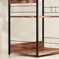 HOMCOM Baker's Rack with Charing Station, Microwave Shelf with Power Outlet, USB Charger and 4 Hooks, Rustic Brown(m-10)
