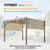 Outsunny 2 Pcs Pergola Replacement Canopy, UV Protection Pergola Shade Cover, Easy to Install, for 10 x 12ft Pergola, Khaki(m-3)