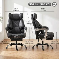 HOMCOM Executive Office Chair, Leathaire Big and Tall Office Chair 400 lbs with Wide Seat, Reclining, Lumbar Support, Black(m-3)