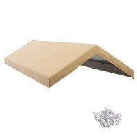 Outsunny 20' x 10' Carport Replacement Canopy for Model 84C-207WT or 84C-386V00WT with Ball Bungee Cords, Beige (Only Cover)(m-11)