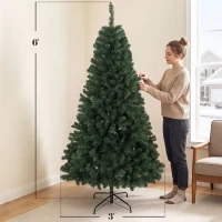 HOMCOM 6 ft Artificial Christmas Tree, Norway Spruce Tree, Hinged Xmas Tree with Metal Stand(m-3)