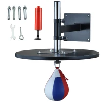 Soozier Speed Bag Boxing Punching Bag Wall Mount Height Adjustable, MMA, Martial Arts, and Boxing Equipment for Training at Home, Heavy-Duty Steel Platform, Strong PVC Leather, 9" H x 7" Dia.(m-11)