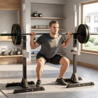 Soozier 2-Piece Squat Rack, Adjustable Bench Press Stand, Weight Lifting Rack for Home Gym Strength Training, Black(m-1)