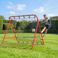 HOMCOM Volleyball Rebounder Net Football Training Aid Kickback Target Play Red(m-7)