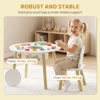 Qaba 3 Pieces Kids Table and Chair Set, Activity Table and Chair Set with Cloud-Shaped Chairs, Mesh Bag(m-7)