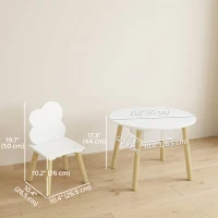 Qaba 3 Pieces Kids Table and Chair Set, Activity Table and Chair Set with Cloud-Shaped Chairs, Mesh Bag(m-3)