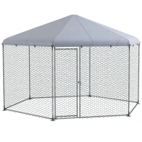 PawHut Chicken Coop with Cover for Outdoor Backyard, Chicken Run for 10-15 Chickens, Rabbits, Ducks, 13.1' x 11.4'(m-9)