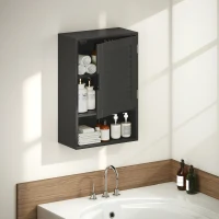 HOMCOM Bathroom Cabinet, Wall Mounted Storage Cabinet with Adjustable Shelves, 40 x 20 x 60 cm, Black(m-7)