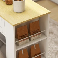 HOMCOM Rolling Kitchen Island with Trash Can Storage, Kitchen Island on Wheels with Spice & Rack, Drawer for Kitchen, White(m-12)