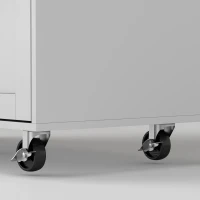 HOMCOM Kitchen Island Cart with Charging Station and Drop Leaf, Kitchen Island Table on Wheels with Trash Can Cabinet, White(m-9)