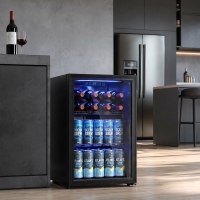 HOMCOM 2.4 Cu.Ft Beverage Refrigerator, 70 Can Beverage Fridge Cooler with Double-Layer Glass Door
