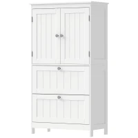 HOMCOM Bathroom Storage Cabinet, Narrow Bathroom Cabinet with  2 Drawers, Adjustable Shelf for Living Room, Entryway, White(m-2)